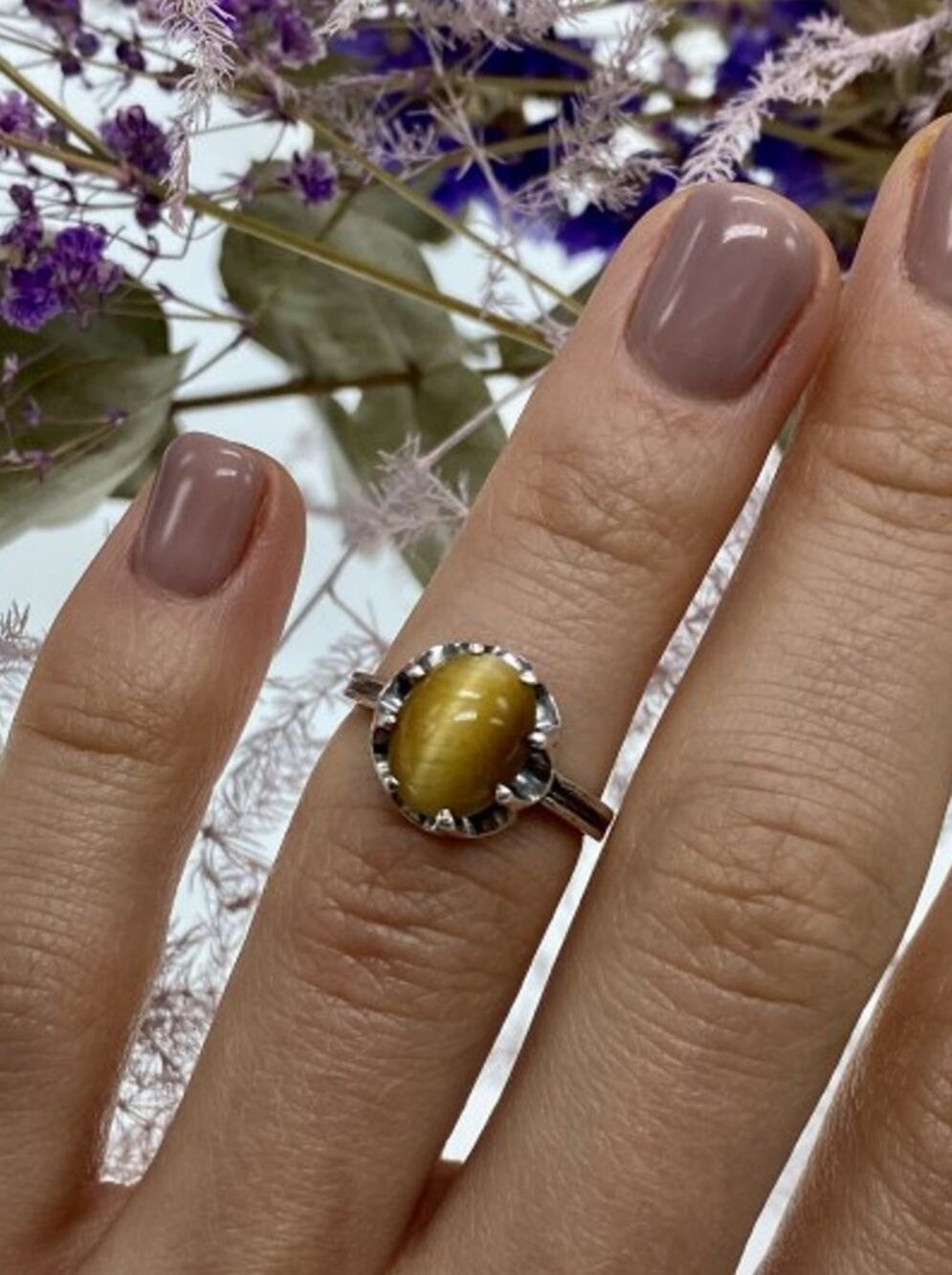 925 Sterling Silver Tiger'S Eye Ring Size 5.5
